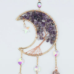 Ophæng med livetstræ i ametyst og prismer