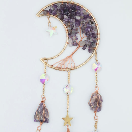 Ophæng med livetstræ i ametyst og prismer