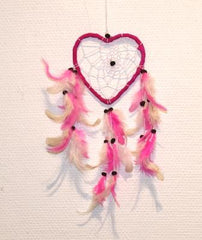 Drømmefanger - Lille hjerte - Hvid/ lyserød