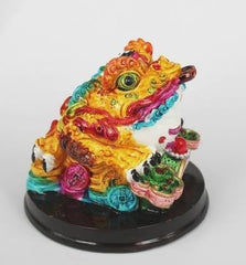 Lykkefrø - Håndmalet i gule og andre stærke farver - 8cm høj