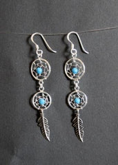 Øreringe - Drømmefanger , Sterlingsølv med blå sten