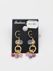 Øreringe med blandede sten (lyerød)