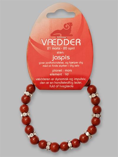VÆDDEREN - JASPIS ARMBÅND MED RHINSTEN