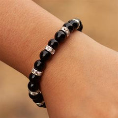 STENBUKKEN - ONYX ARMBÅND MED RHINSTEN