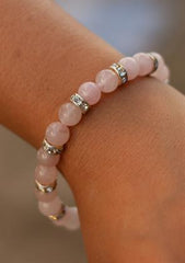 Rosakvarts armbånd med rhinsten - Tyren