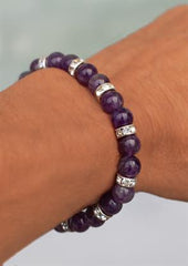 Fisken - Ametyst armbånd med rhinsten