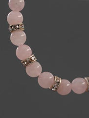 Rosakvarts armbånd med rhinsten - Tyren