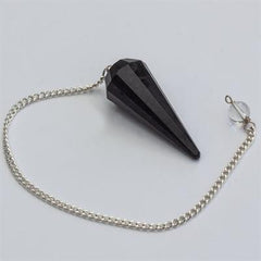 SORT TURMALIN, 12-SIDET FACET - PENDUL