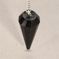 SORT TURMALIN, 12-SIDET FACET - PENDUL