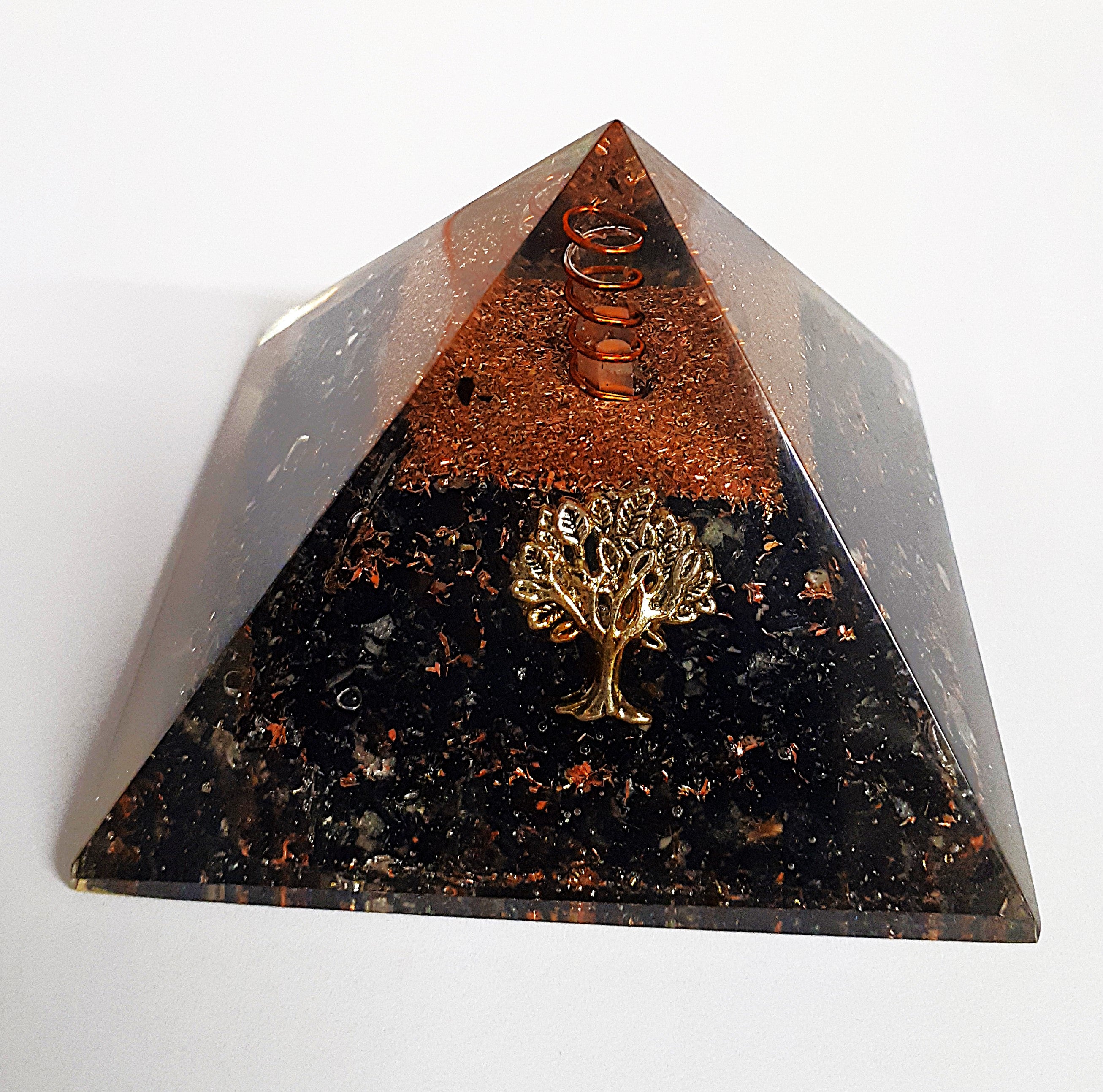 ORGONIT - ORGONITE PYRAMIDE- Sort Turmalin m. Livets træ