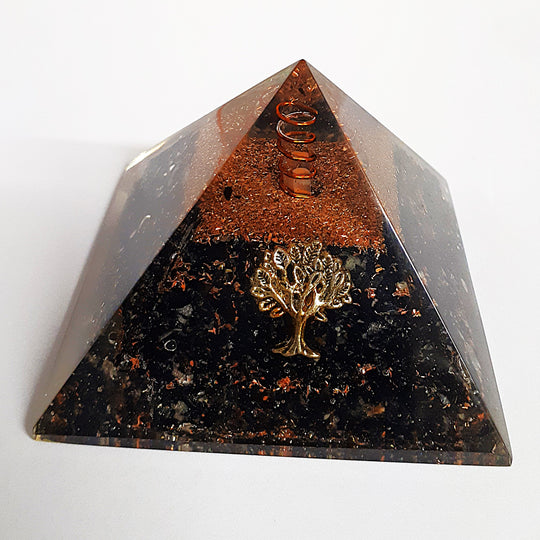 ORGONIT - ORGONITE PYRAMIDE- Sort Turmalin m. Livets træ