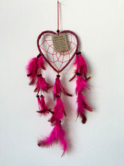 Drømmefanger - hjerte - Rød med pink