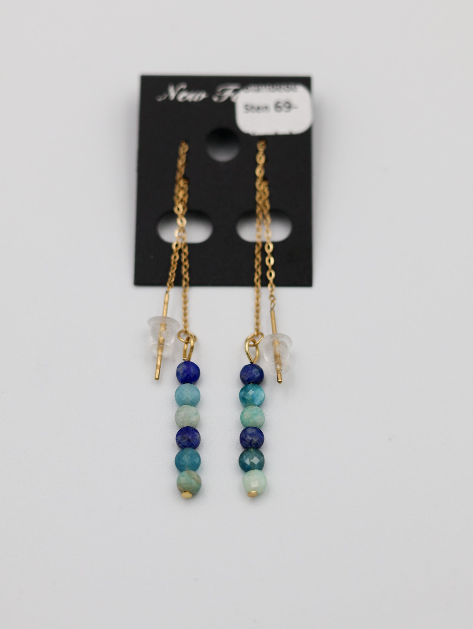 Øreringe med blandede blå sten