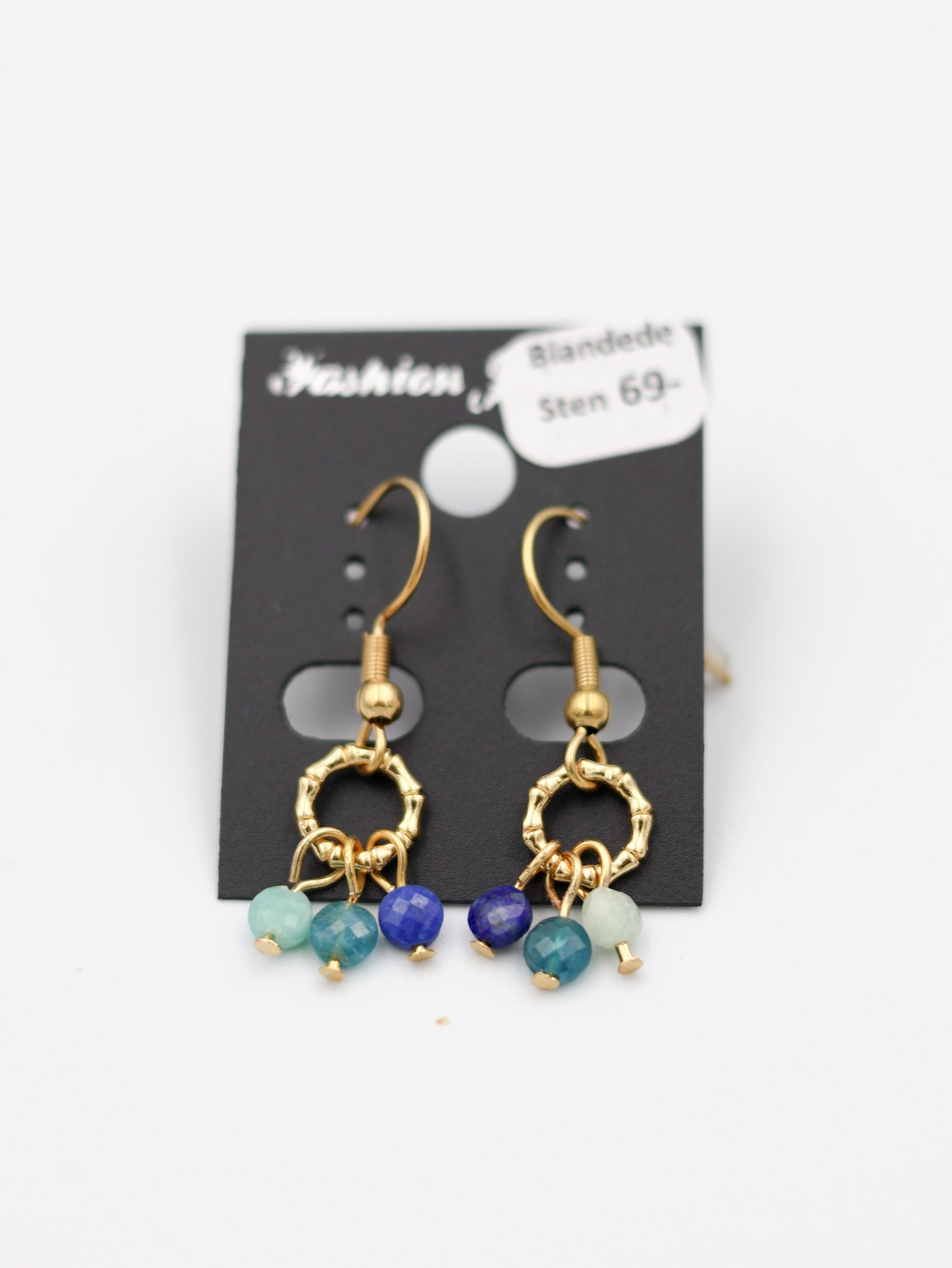 Øreringe med blandede sten blå sten