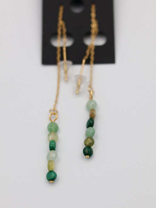 Øreringe med blandede sten grøn