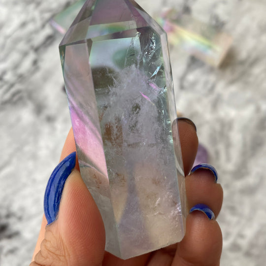 Engle Aura tårn (Behandlet Bjergkrystal) - ca. 7 cm
