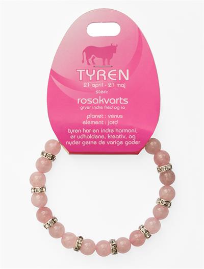 Rosakvarts armbånd med rhinsten - Tyren