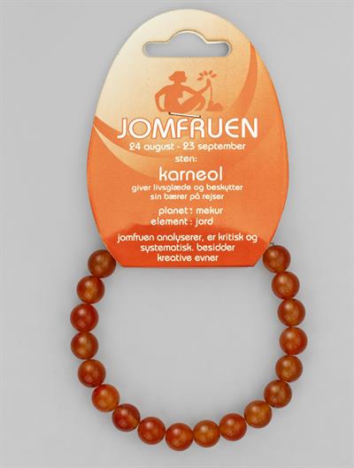 JOMFRUEN - KARNEOL ARMBÅND 8 MM RUNDE STEN