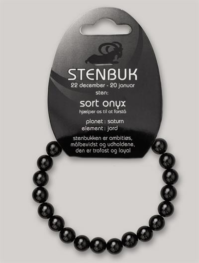 STENBUKKEN - ONYX ARMBÅND, 8 MM RUNDE STEN